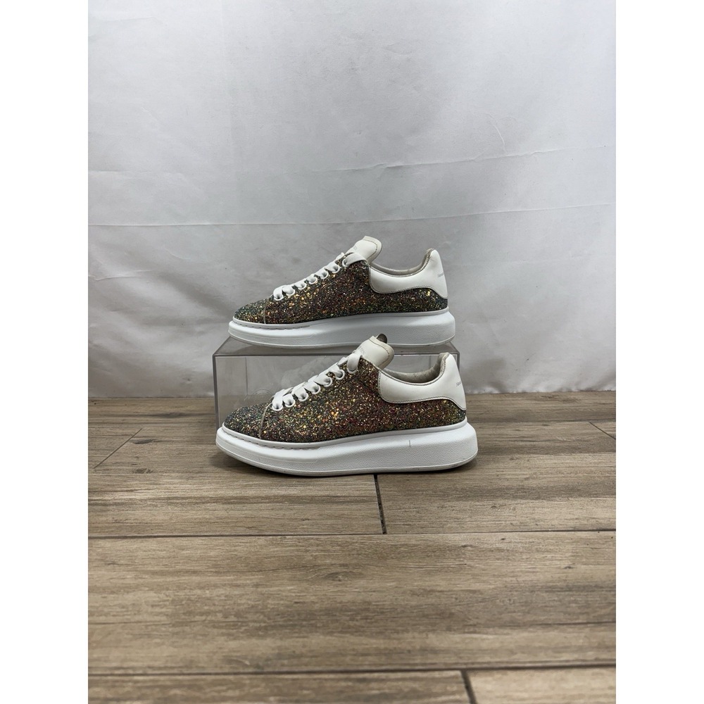 Alexander‎ McQueen Oversized Sneakers White Leather Multi Glitter Platform 39